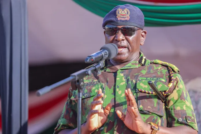 Attorney General Dorcas Oduor and Inspector General Douglas Kanja during a press briefing on the Harun Mwau police recruitment petition.