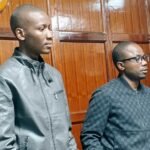 “Jackson Apollo Ananda and Alvin Oduya Atieno appear at Milimani Law Courts over Sh15 million Binance trading fraud case.”