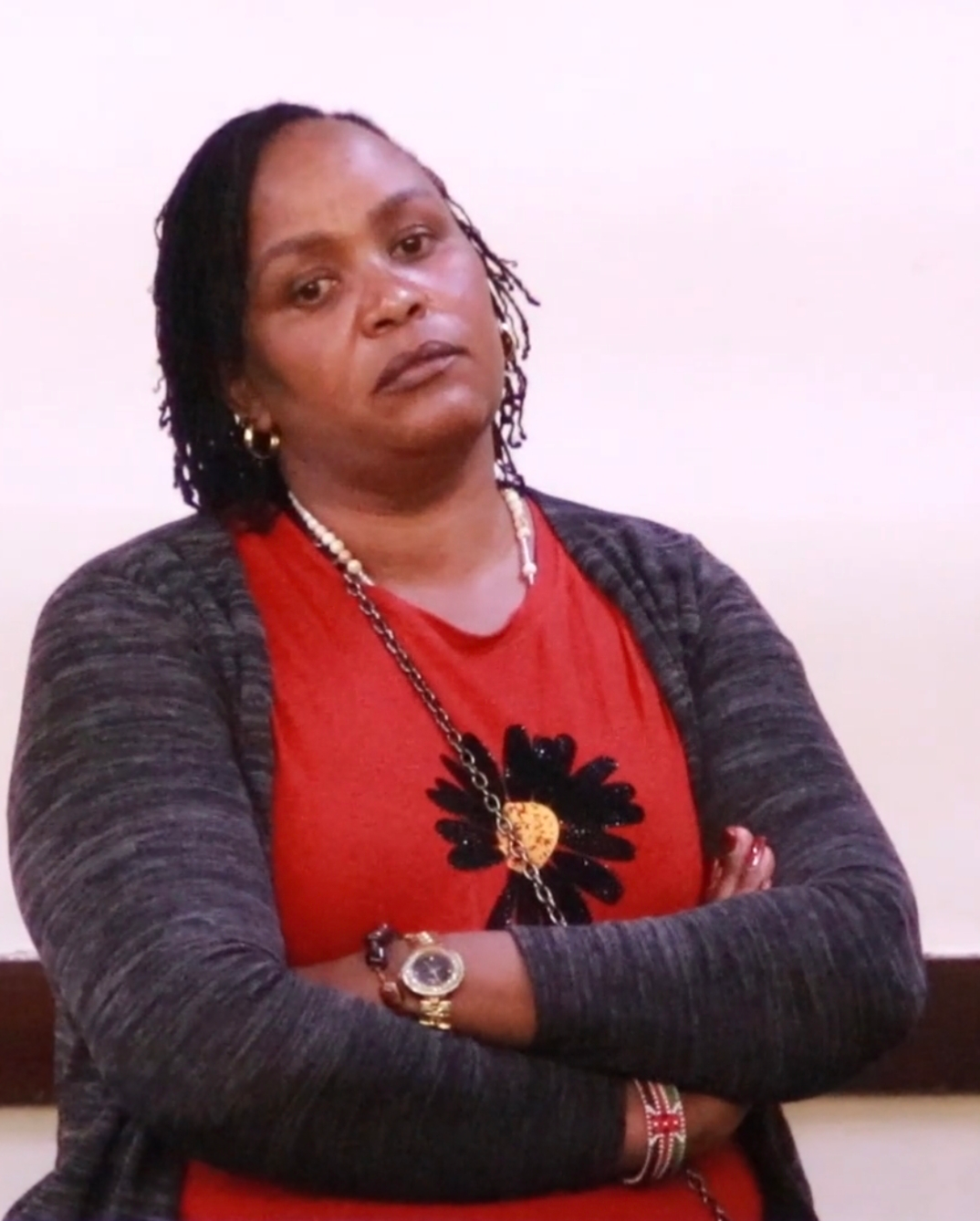 Mary Waithira Gikonyo at Kibera Law Courts in Lang’ata theft and property damage case.