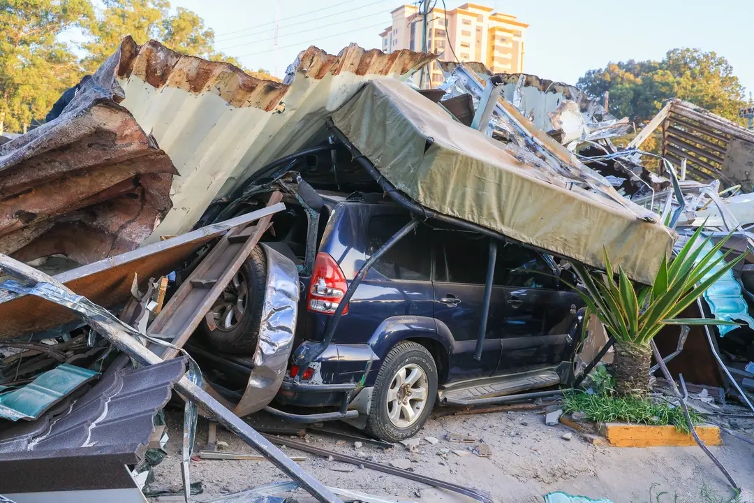 Demolitions near Nyayo National Stadium in Nairobi at night