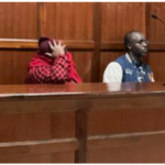 Teresiah Wanjiru Boro and Hosea Muge Mbugua at Milimani Court over maize fraud charges