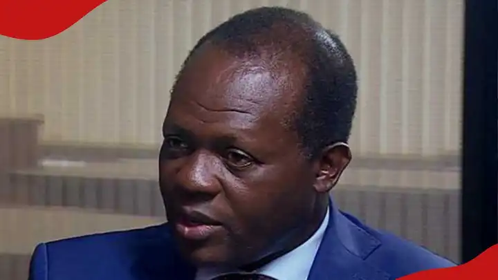 Raphael Tuju speaking after filing complaint at DCI headquarters