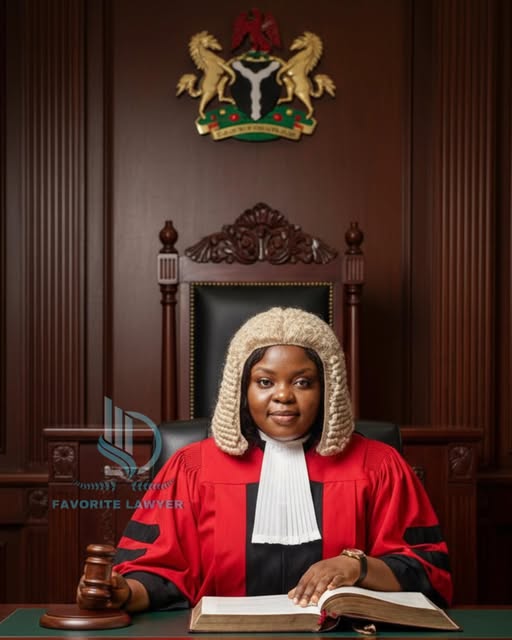 Judge wearing red judicial robe during serious court session.