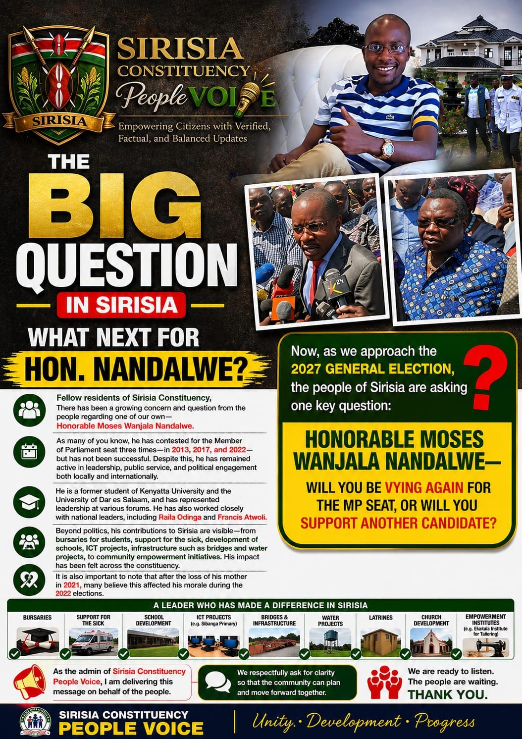 Moses Wanjala Nandalwe Sirisia politics
