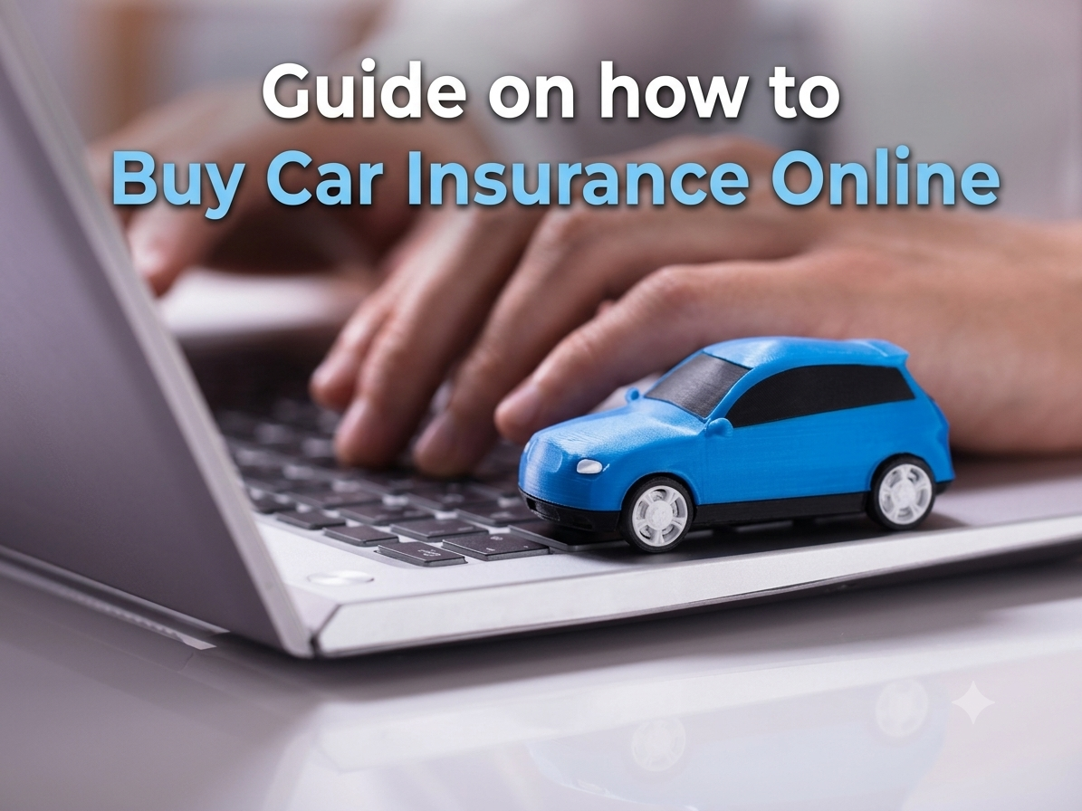 Driver using a laptop to buy car insurance online